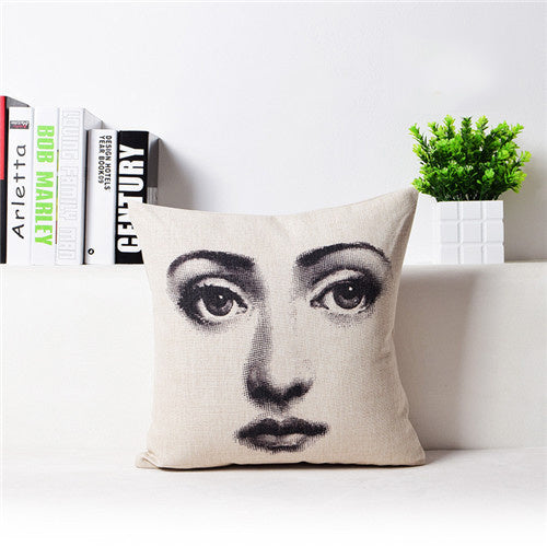 KTX-458451 Retro Nostalgic 3D Printed Linen Sofa Pillowcase 45x45cm with PP Cotton Filling