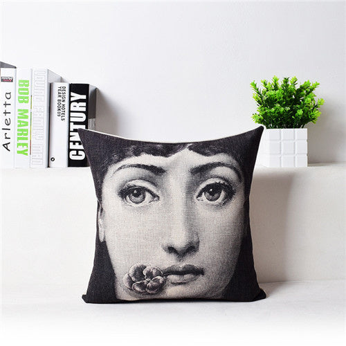 KTX-458451 Retro Nostalgic 3D Printed Linen Sofa Pillowcase 45x45cm with PP Cotton Filling