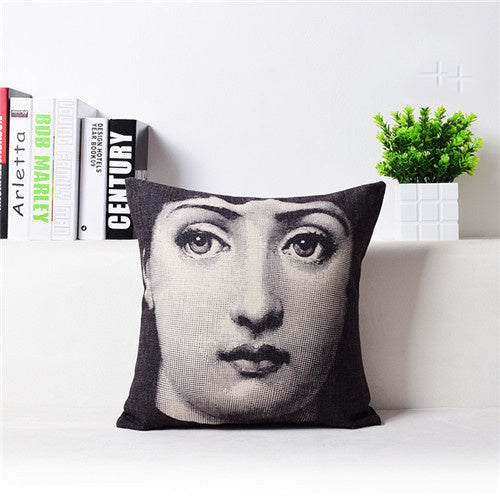 KTX-458451 Retro Nostalgic 3D Printed Linen Sofa Pillowcase 45x45cm with PP Cotton Filling