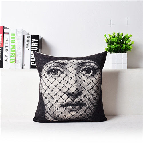 KTX-458451 Retro Nostalgic 3D Printed Linen Sofa Pillowcase 45x45cm with PP Cotton Filling
