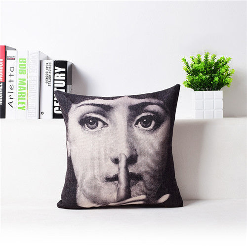 KTX-458451 Retro Nostalgic 3D Printed Linen Sofa Pillowcase 45x45cm with PP Cotton Filling