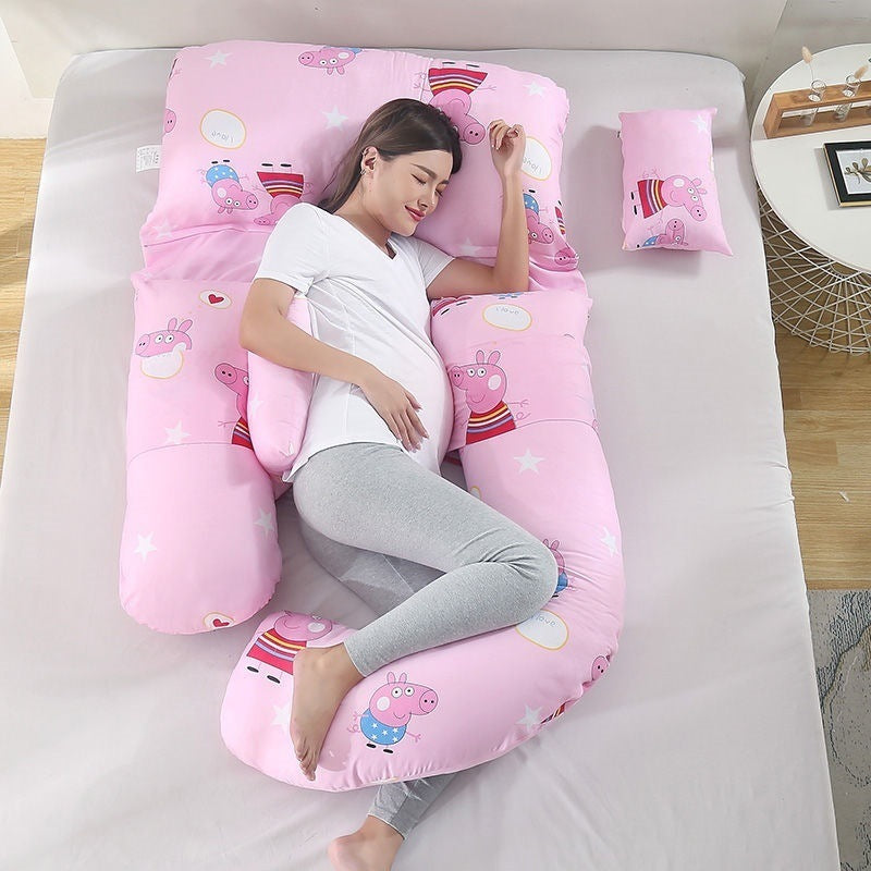 KTX-458707 U-Shape Maternity Waist Pillow with Cotton Cover and Detachable Designs for Side Sleepers
