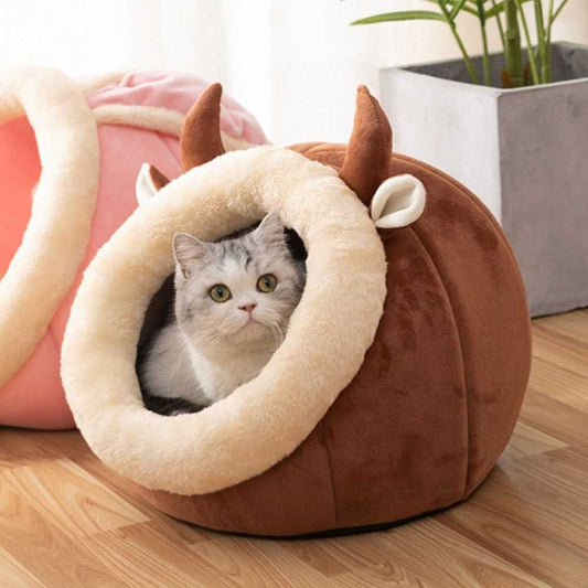 KTX-458835 Cozy Semi-Enclosed Cat Nest – Warm & Stylish Options for All Seasons