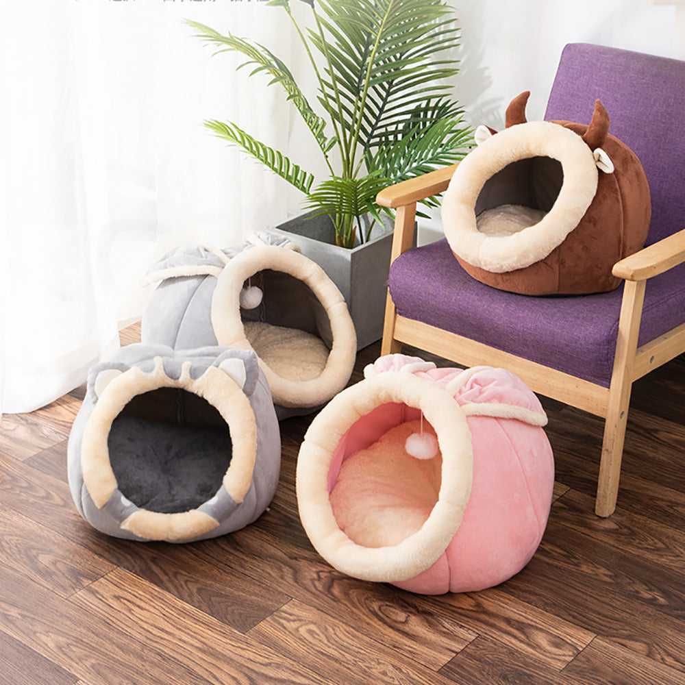 KTX-458835 Cozy Semi-Enclosed Cat Nest – Warm & Stylish Options for All Seasons