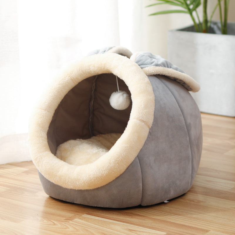 KTX-458835 Cozy Semi-Enclosed Cat Nest – Warm & Stylish Options for All Seasons