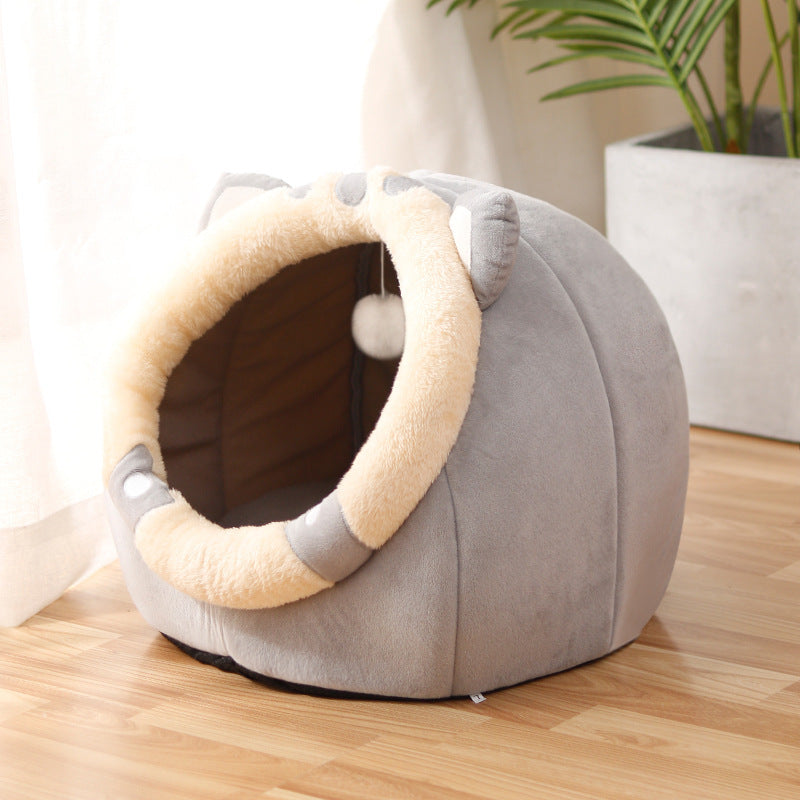 KTX-458835 Cozy Semi-Enclosed Cat Nest – Warm & Stylish Options for All Seasons