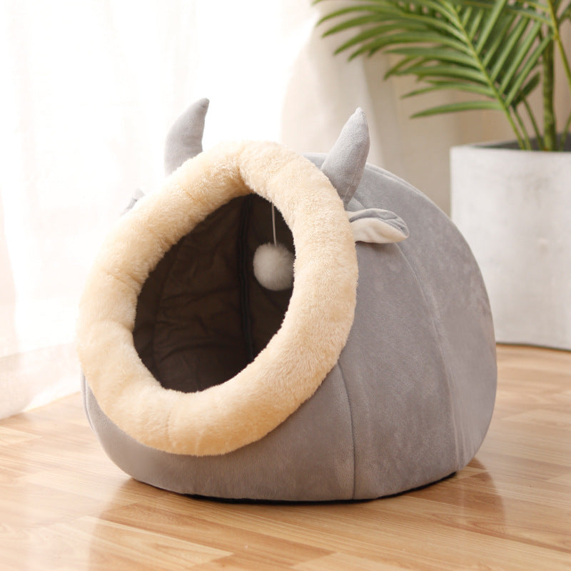 KTX-458835 Cozy Semi-Enclosed Cat Nest – Warm & Stylish Options for All Seasons