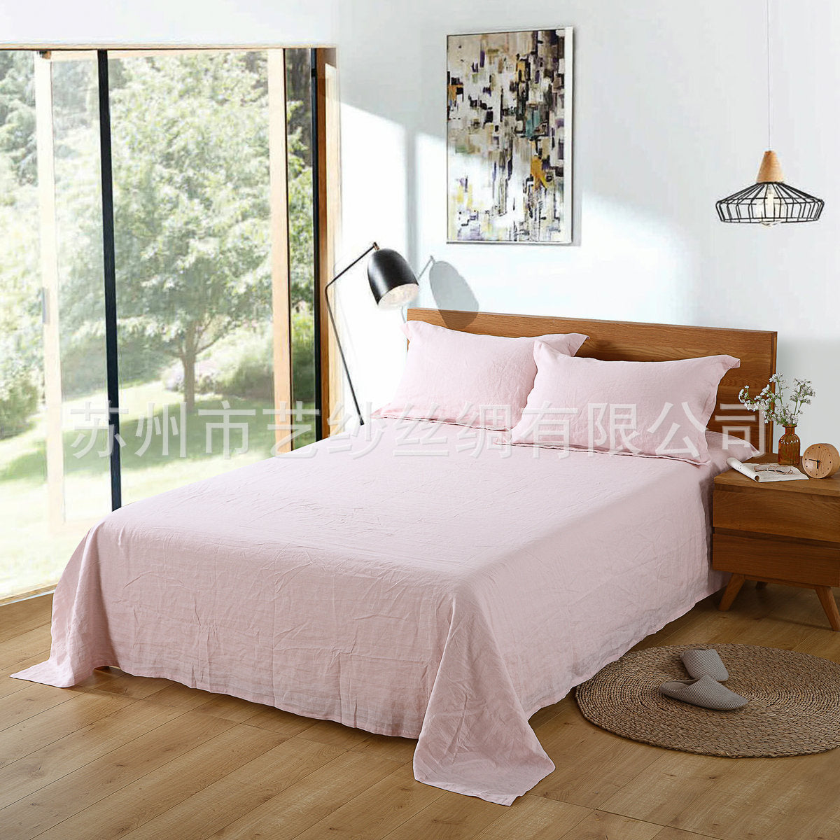 KTX-460179 Pure Linen Bed Sheet - 100% Natural Linen Fabric