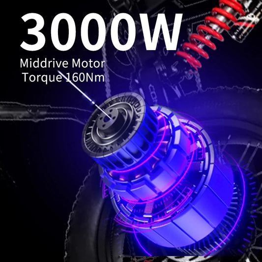 KTX-460243 60V 3000W Electric Dirt Bike with 30Ah Battery, 46MPH Speed, 160NM Torque, and 20-Inch Off-Road Tires