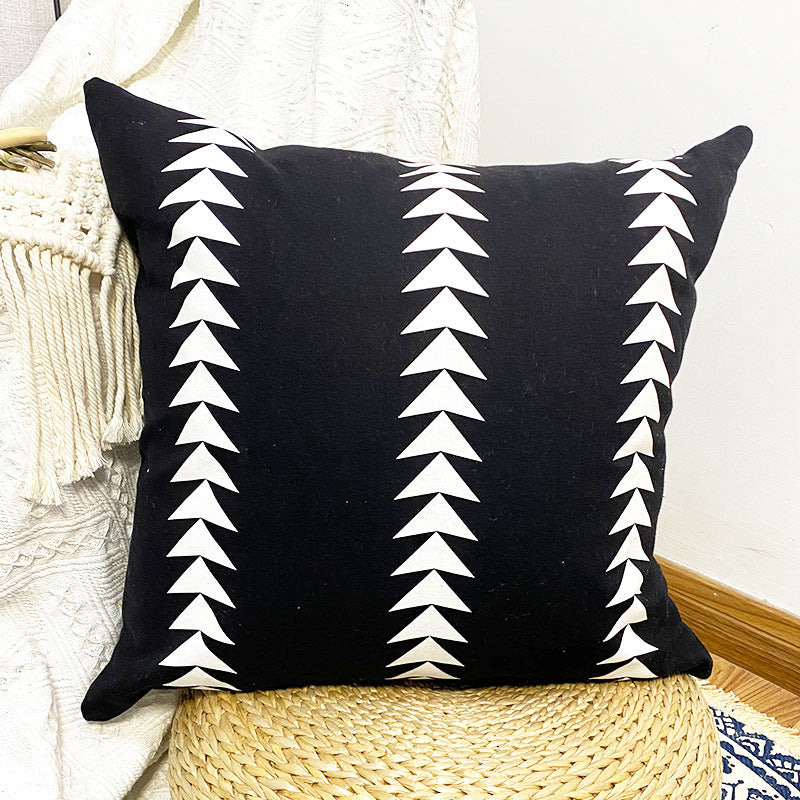 KTX-461907 Geometric Abstract Cotton Printed Tassel Pillowcase with PP Cotton Filling