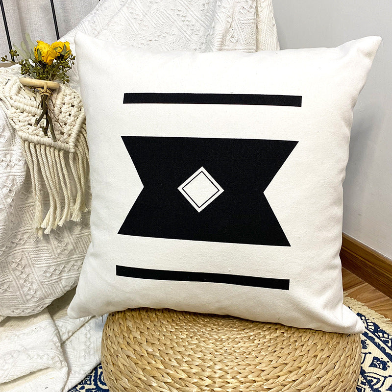 KTX-461907 Geometric Abstract Cotton Printed Tassel Pillowcase with PP Cotton Filling