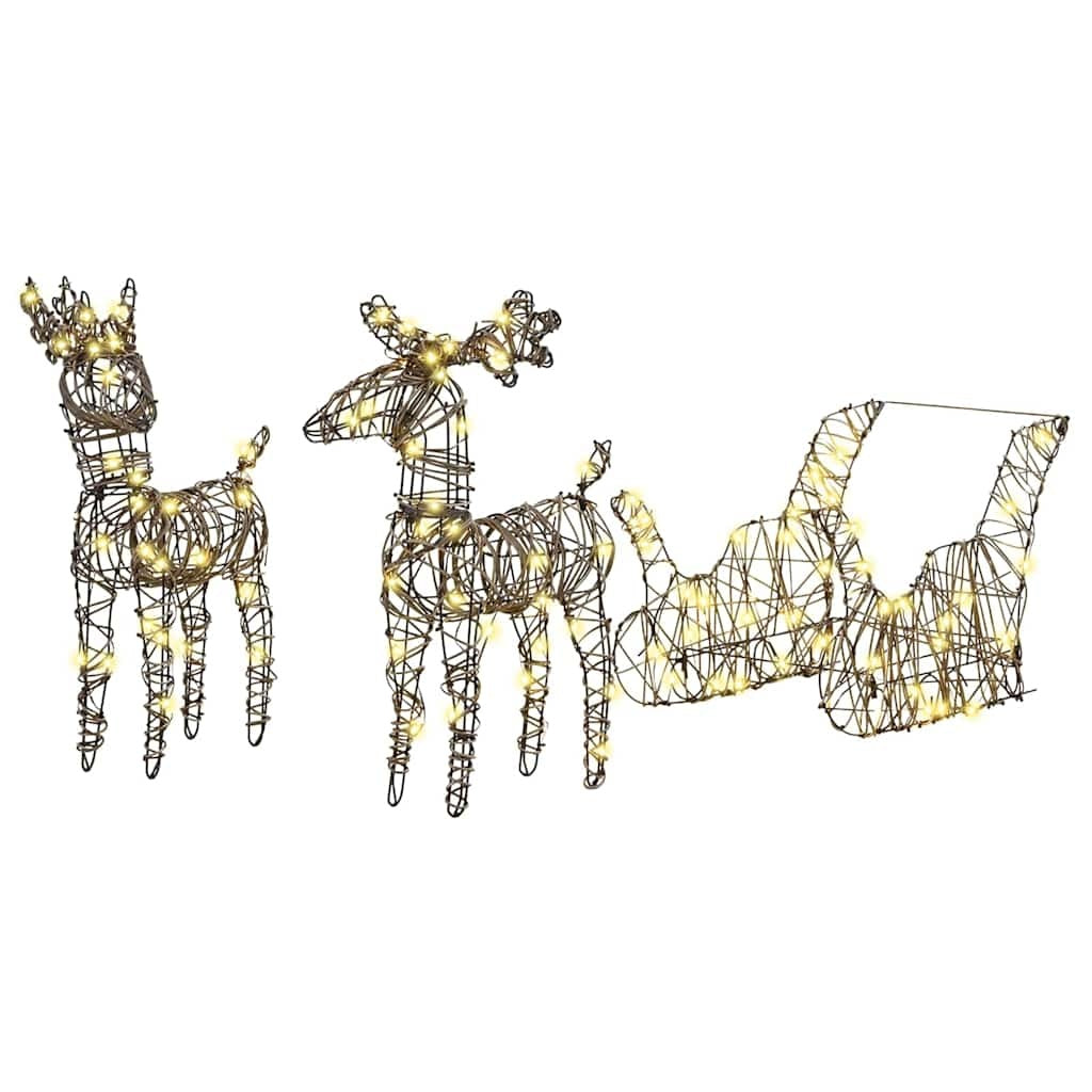 KTX-462803 Reindeer Pull-Along Sleigh Decoration with LED Lights, Modern Warm White Design, Indoor/Outdoor Use