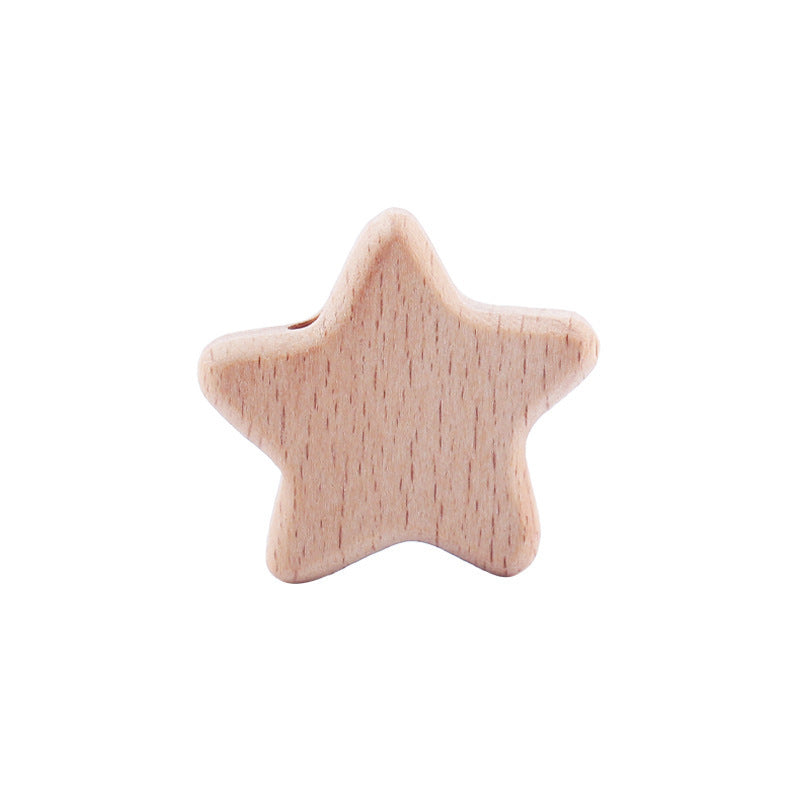 KTX-462931 Beech Wood Love Star Tooth Glue Beads for Creative DIY Projects - 10 Pack