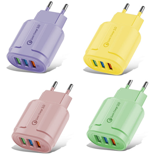 KTX-463059 3-Port Colorful Charging Adapter - American & European Standard Plug Options