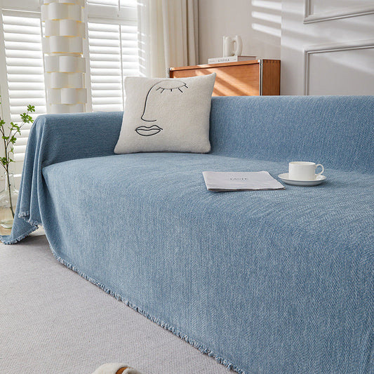 KTX-463955 Chenille Herringbone Pattern Non-slip Sofa Cover - Stain Resistant All-inclusive Protection