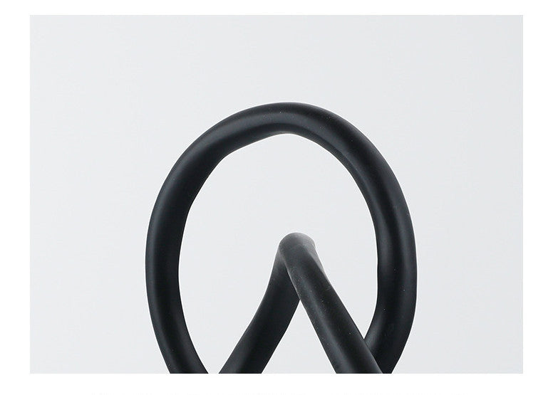 KTX-464083 Modern Black Resin Twisted Knot Abstract Geometric Ornament - Small and Large Sizes Available
