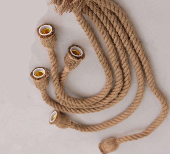 KTX-464147 Handmade Long Hemp Rope Chandelier for Creative DIY Decor