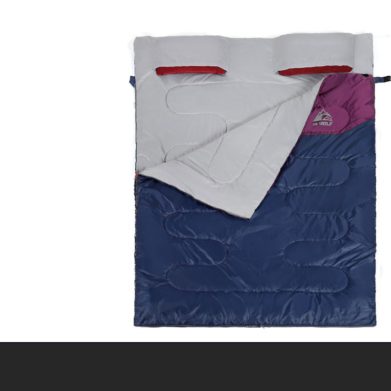 KTX-464467 Double Sleeping Bag - Thickened Warm Envelope Design for Adults - Dual Color Options Available