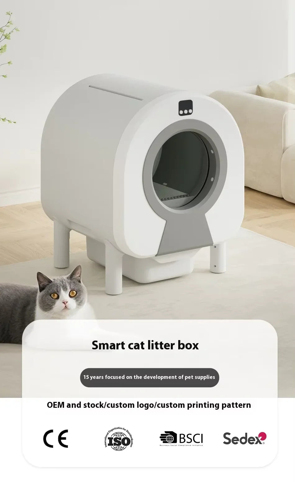 KTX-464595 Automatic Self-Cleaning Cat Litter Box with Wi-Fi Remote Control and Eco-Friendly Design