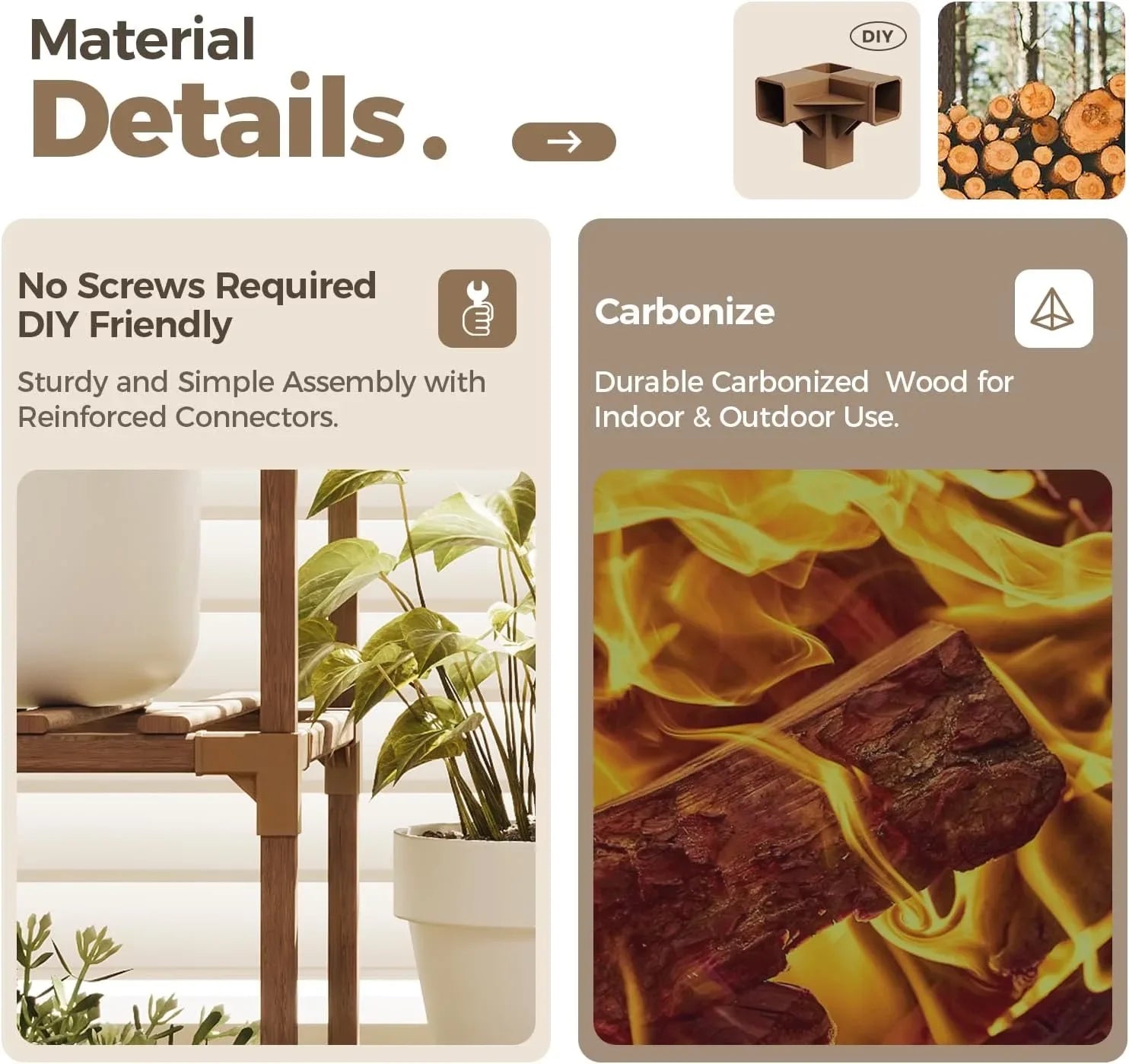 KTX-464659 Customizable Vertical Multi-Layer Wooden Flower Pot Stand