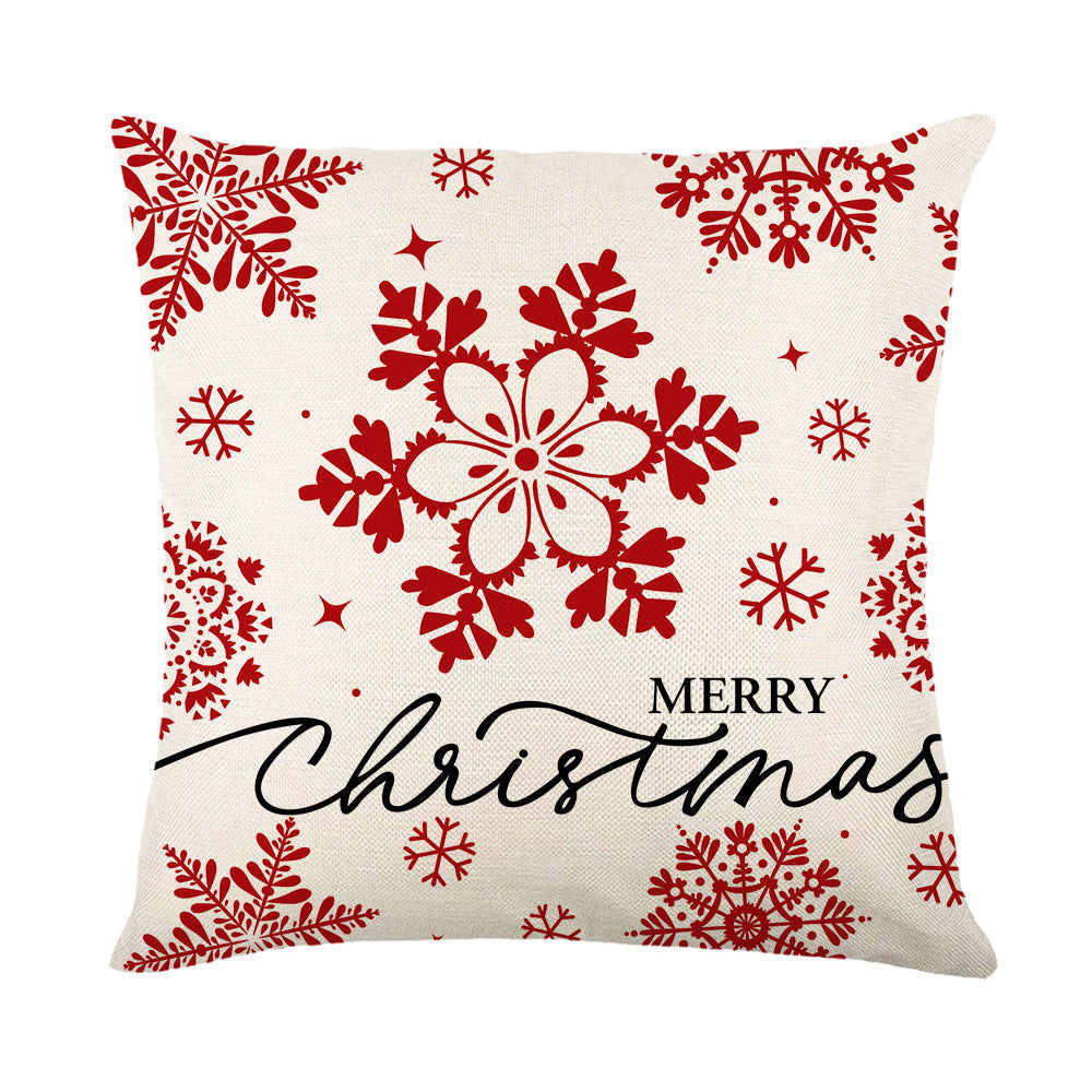 KTX-464979 Christmas Festival Linen Pillow Cover - Nordic Style Cushion Cover for Living Room and Bedroom, 45x45cm