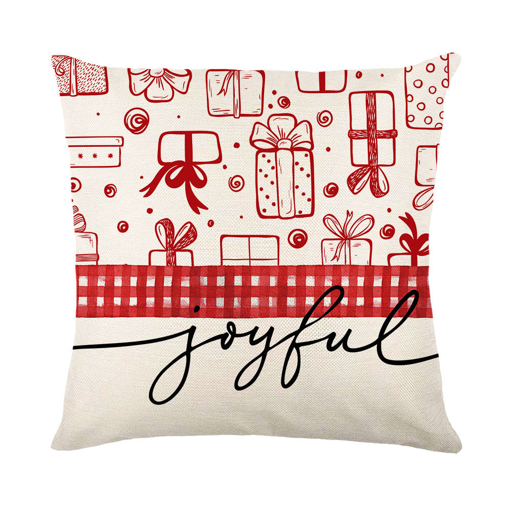 KTX-464979 Christmas Festival Linen Pillow Cover - Nordic Style Cushion Cover for Living Room and Bedroom, 45x45cm