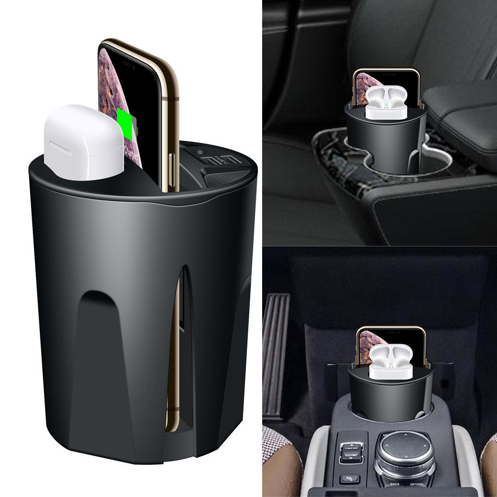 KTX-465363 Wireless Charging Cup for Cars - QI Standard, 10W Power, Includes Base and USB Output, Black
