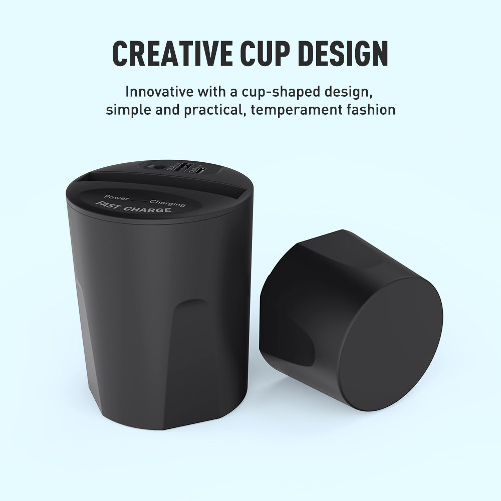 KTX-465363 Wireless Charging Cup for Cars - QI Standard, 10W Power, Includes Base and USB Output, Black
