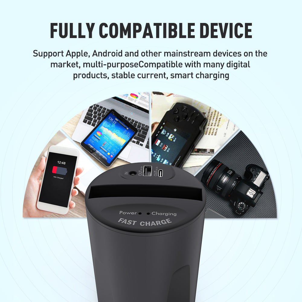 KTX-465363 Wireless Charging Cup for Cars - QI Standard, 10W Power, Includes Base and USB Output, Black