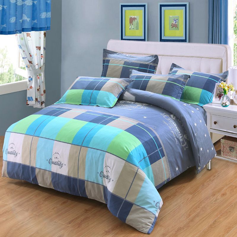 KTX-465619 Cartoon-Themed Cotton Bed Set - 4-Piece Suit for 1.2m and 1.5m Beds, 100% Cotton, 150x200 Quilt Compatible