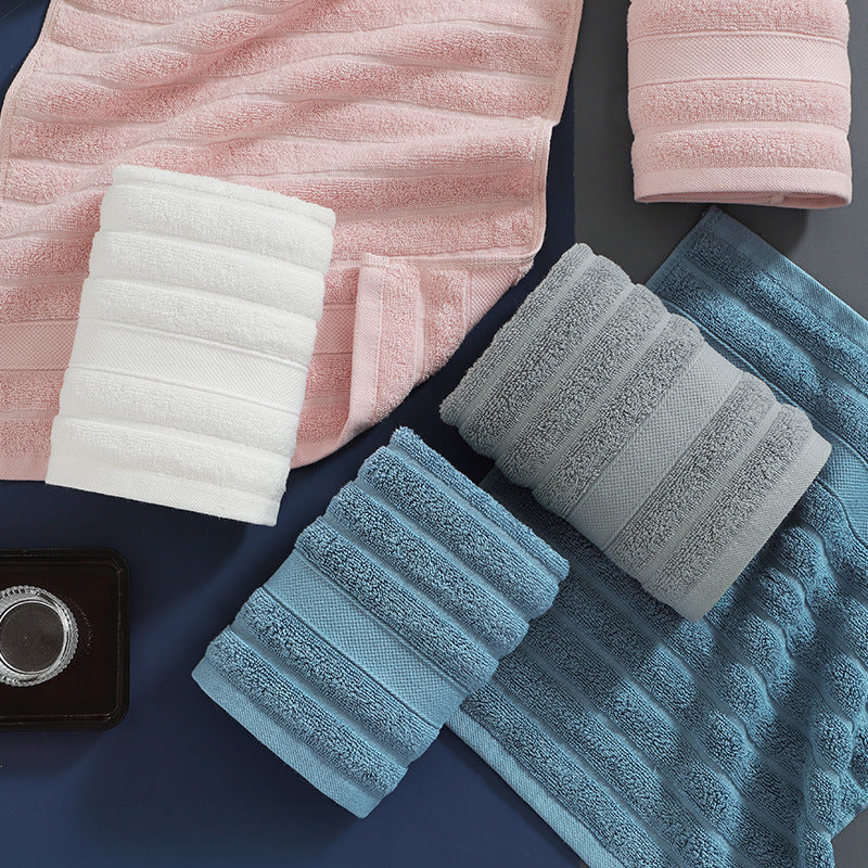 KTX-465875 Pure Cotton Hand Towel in Noble Blue, Gentleman Gray, Cherry Blossom Pink, and Pearl White