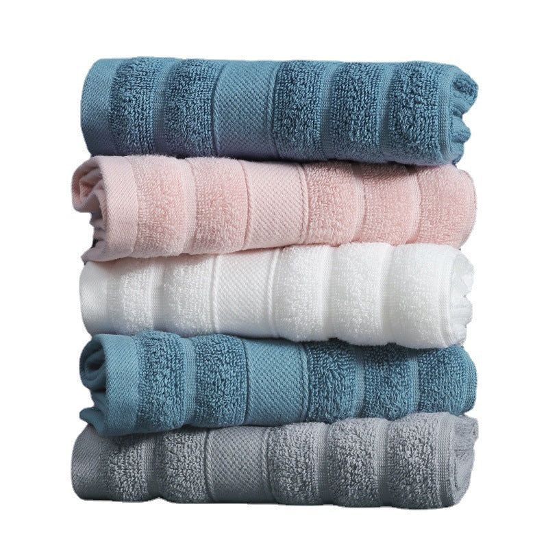 KTX-465875 Pure Cotton Hand Towel in Noble Blue, Gentleman Gray, Cherry Blossom Pink, and Pearl White