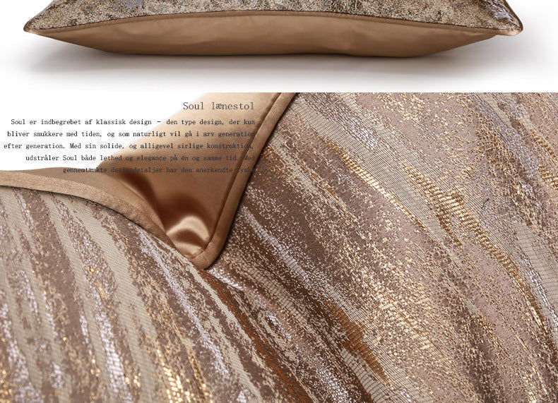 KTX-466131 Luxurious Gold Striped Pillow Covers – 30x50cm, 45x45cm & 50x50cm Polyester Cushions