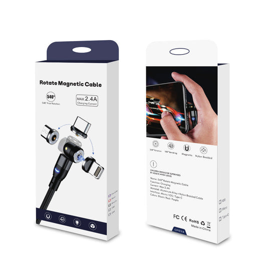 KTX-466515 Three-in-One Magnetic Charging Cable with 540° Suction and 1m Length