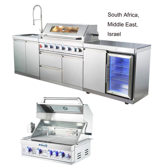 KTX-466963 Stainless Steel 5-Burner Built-in Gas BBQ Grill for Outdoor Cooking and Barbeque