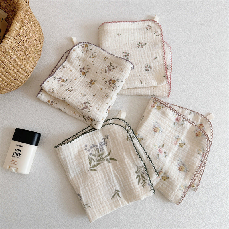 KTX-467027 Pure Cotton Gauze Baby Face Towels - Set of 4, Cuckoo Combination, 30x30cm