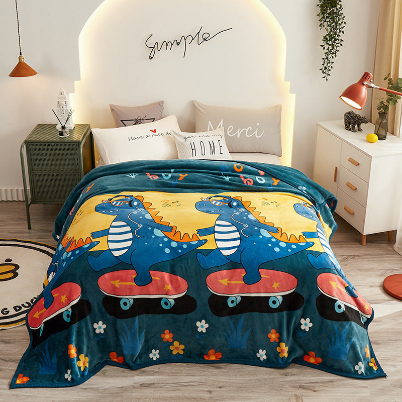 KTX-467603 Thickened Cloud Mink Velvet Double Printed Blanket - Floral and Plant Design