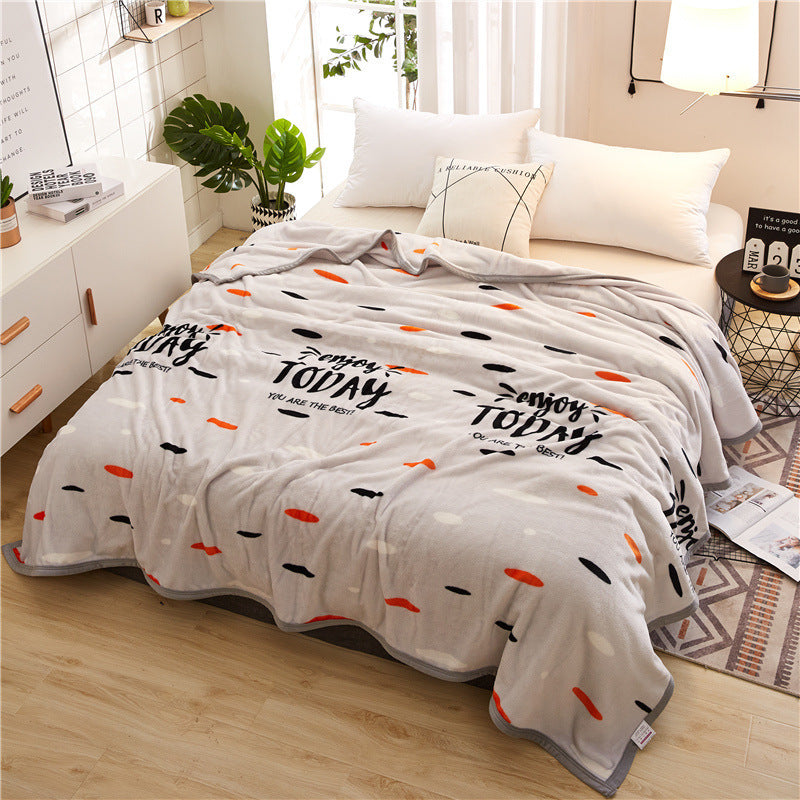 KTX-467603 Thickened Cloud Mink Velvet Double Printed Blanket - Floral and Plant Design