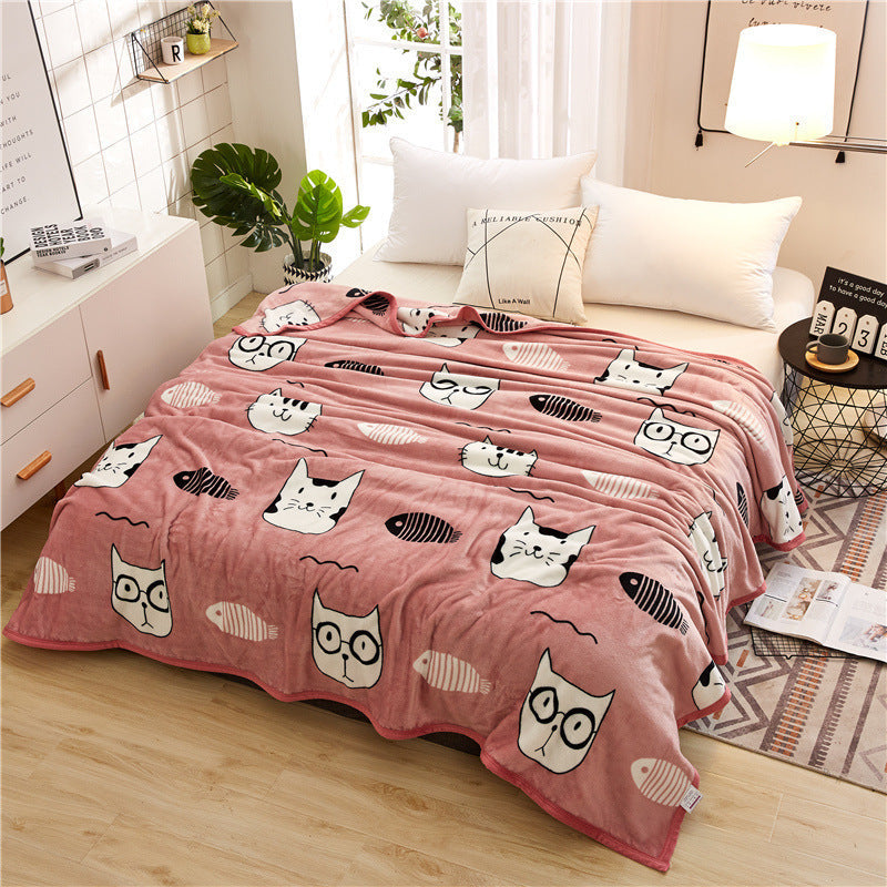 KTX-467603 Thickened Cloud Mink Velvet Double Printed Blanket - Floral and Plant Design