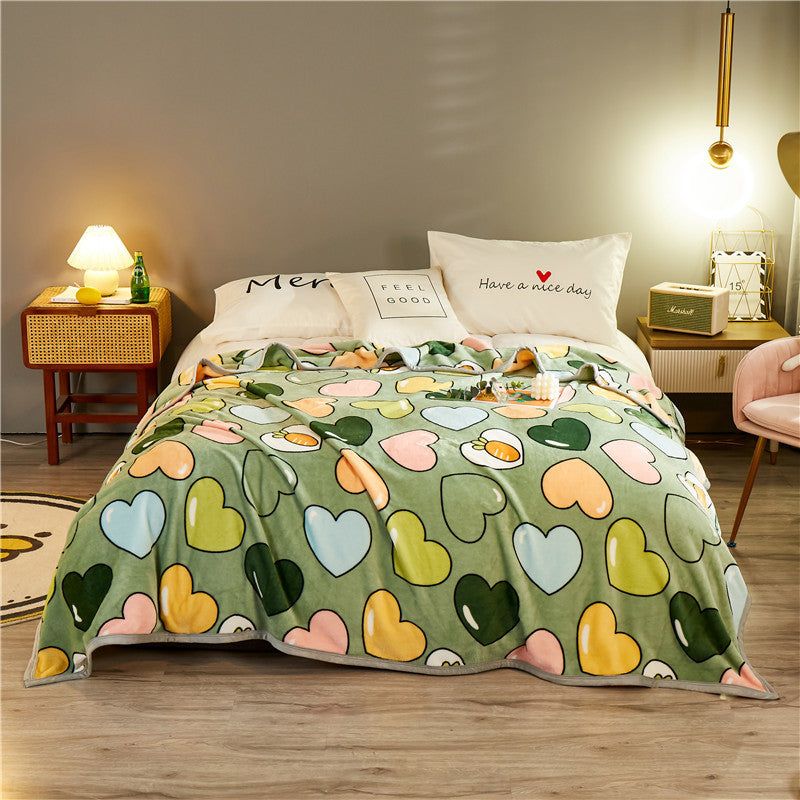 KTX-467603 Thickened Cloud Mink Velvet Double Printed Blanket - Floral and Plant Design