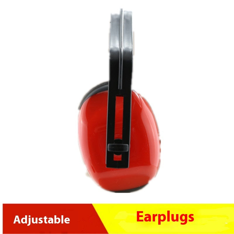 KTX-468435 Red Noise Reduction Earmuffs for Industrial Use, Sound Insulation, Comfortable Head Wear, Durable Plastic/ABS
