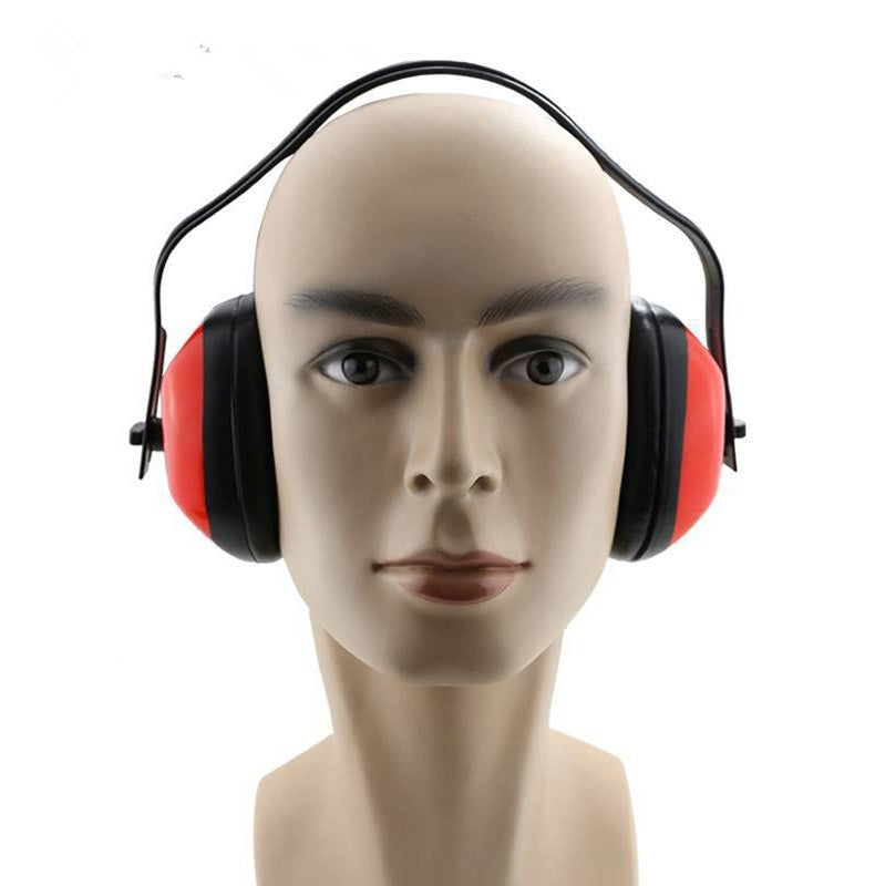 KTX-468435 Red Noise Reduction Earmuffs for Industrial Use, Sound Insulation, Comfortable Head Wear, Durable Plastic/ABS
