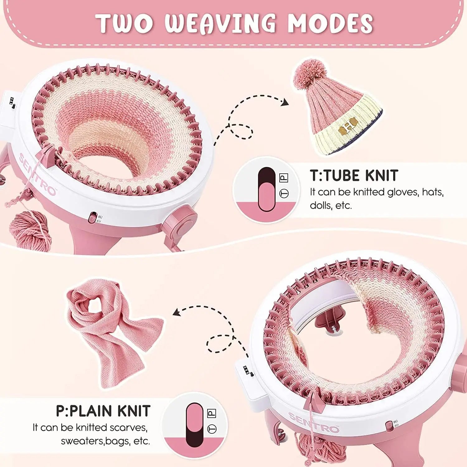 KTX-468435 Sentro 48-Needle Knitting Machine for Creating Scarves, Hats, and More