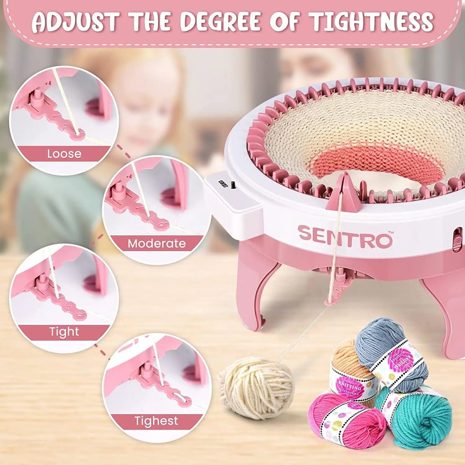 KTX-468435 Sentro 48-Needle Knitting Machine for Creating Scarves, Hats, and More