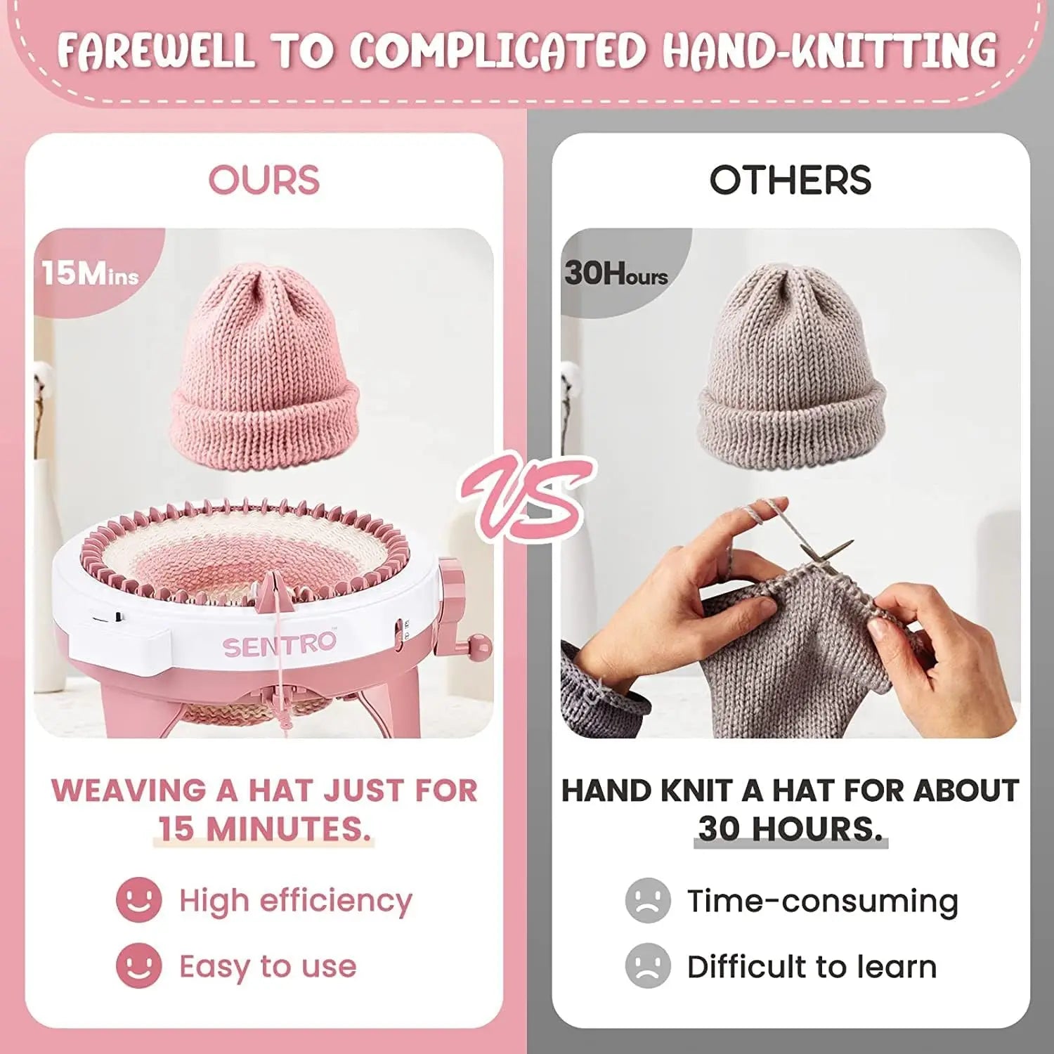 KTX-468435 Sentro 48-Needle Knitting Machine for Creating Scarves, Hats, and More