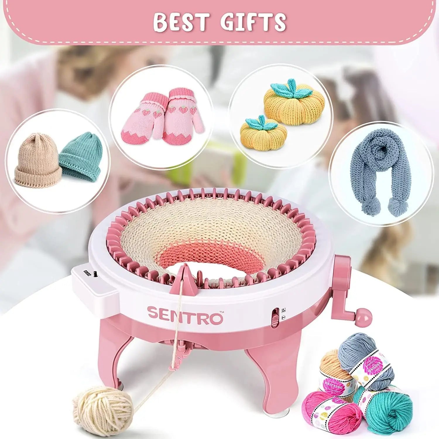 KTX-468435 Sentro 48-Needle Knitting Machine for Creating Scarves, Hats, and More