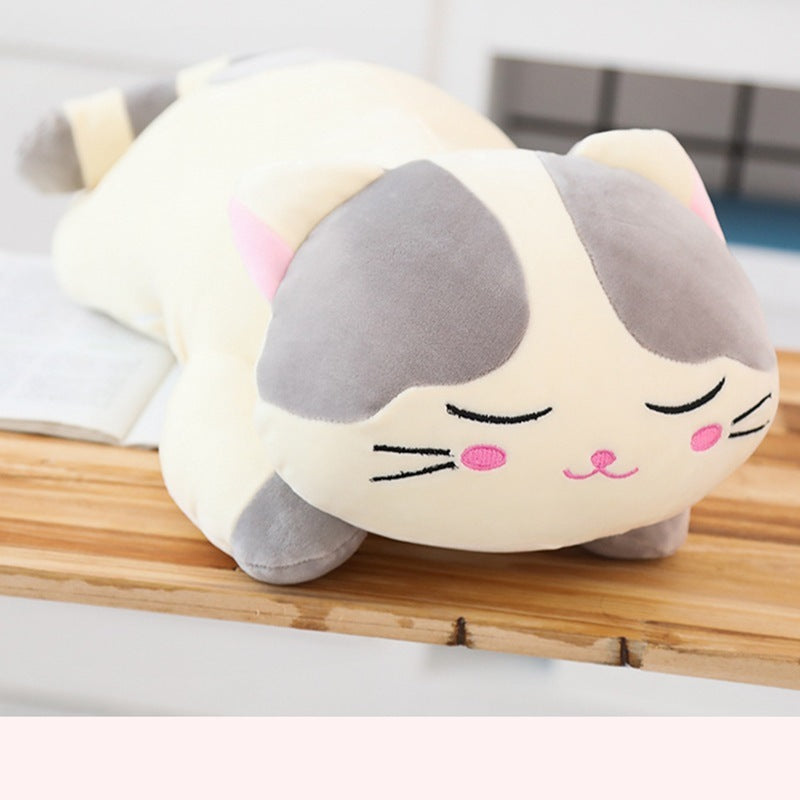 KTX-468435 Snooze Cat Plush Toy Pillow Made of Soft Down Cotton in Various Sizes