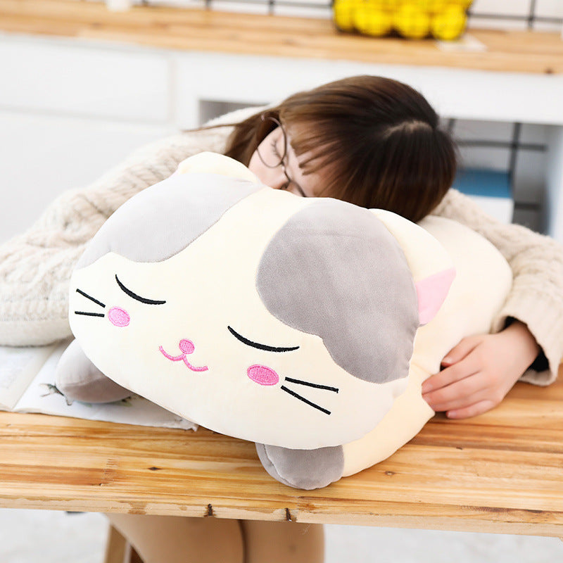 KTX-468435 Snooze Cat Plush Toy Pillow Made of Soft Down Cotton in Various Sizes