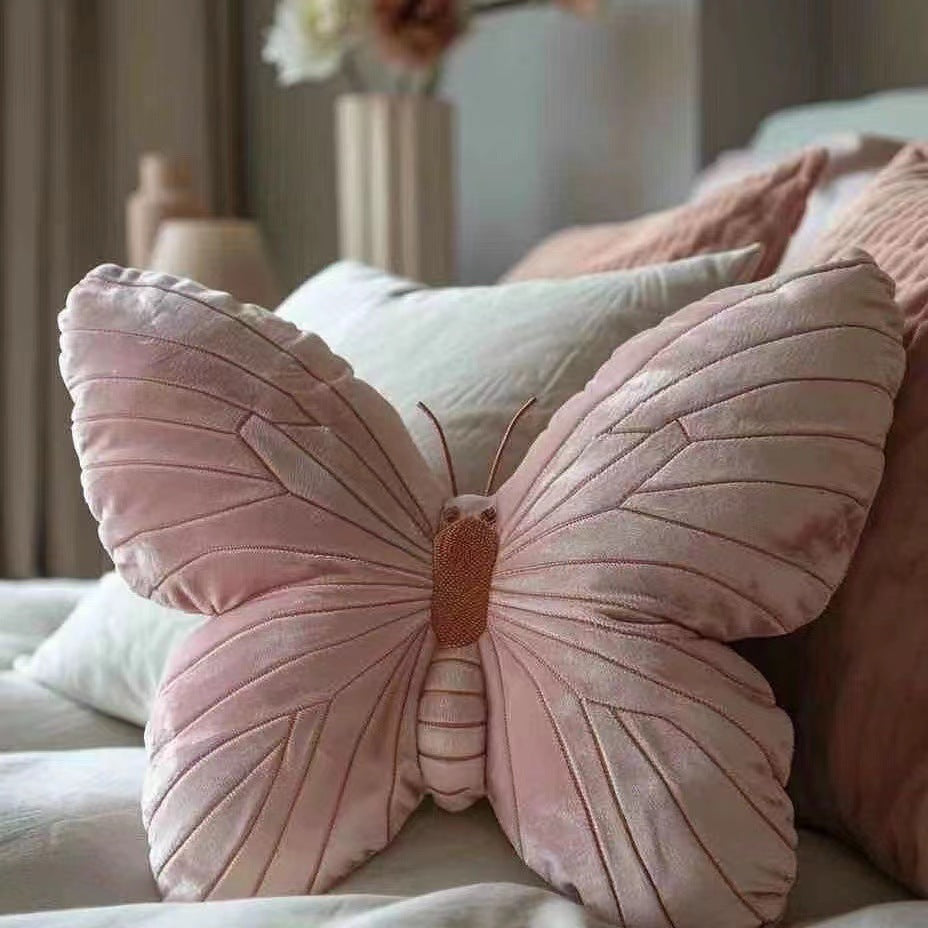 KTX-468563 Soft Pink Butterfly and Moth Pillow 30cm Cushion for Youth