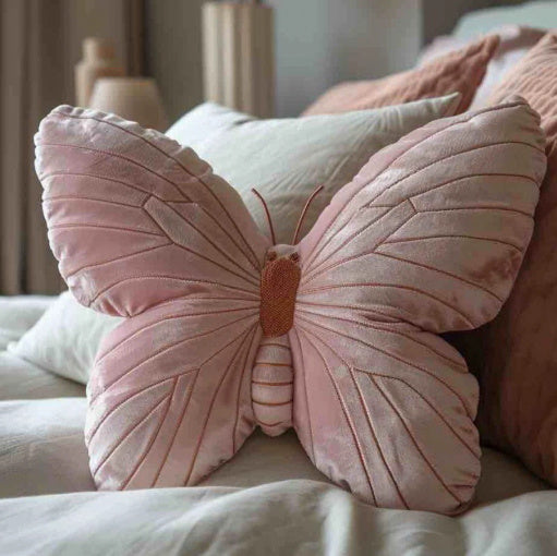 KTX-468563 Soft Pink Butterfly and Moth Pillow 30cm Cushion for Youth